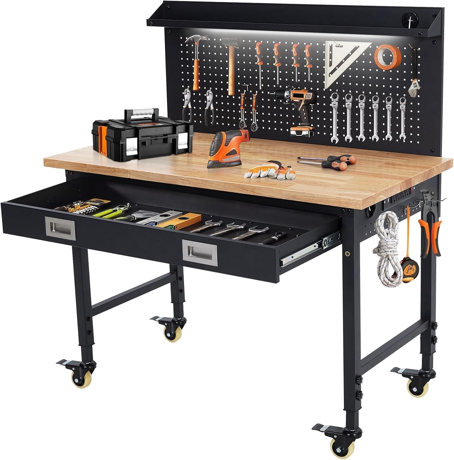 Desk Drawer Unit - Tacleekii 48x24inch Adjustable Workbench with Drawer