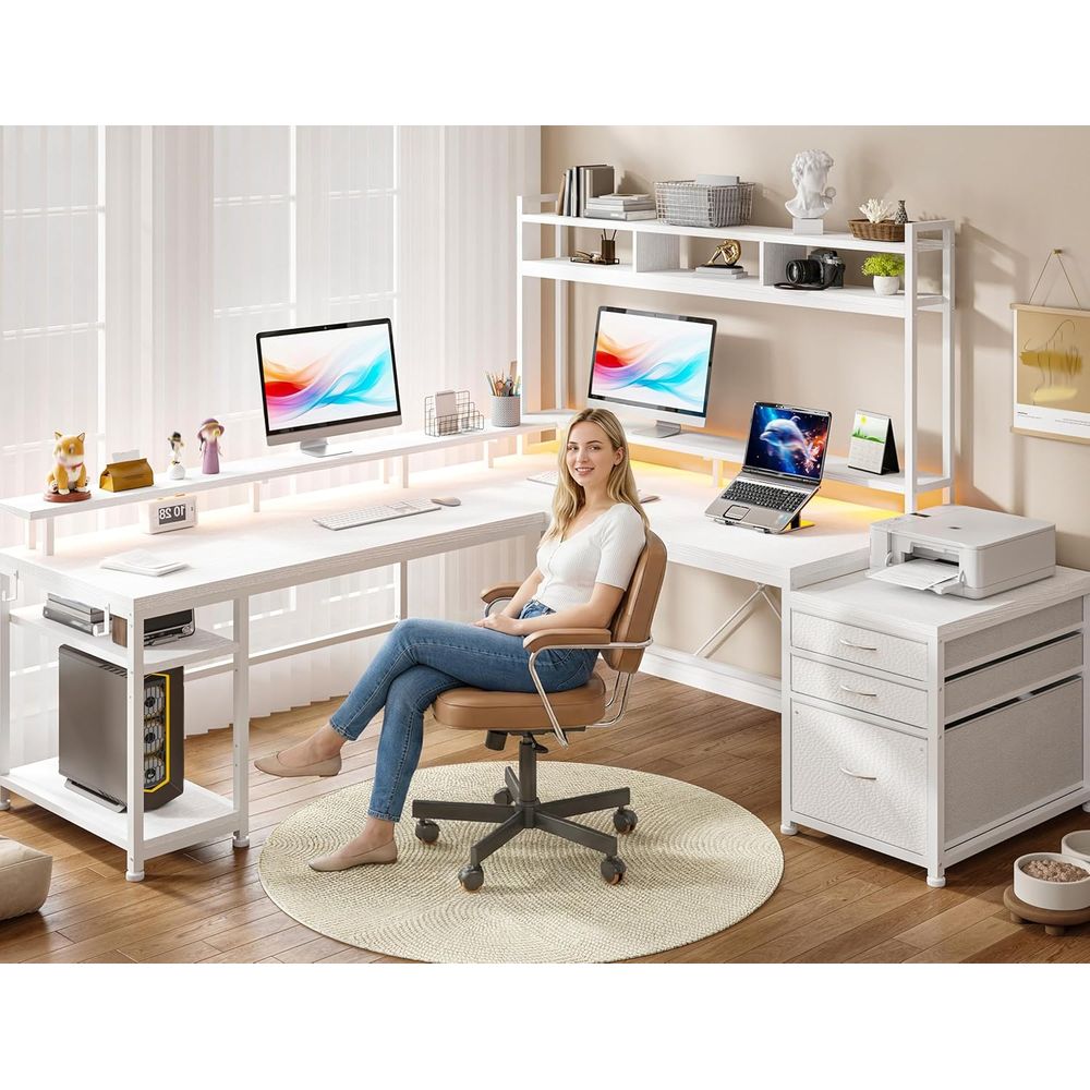 104-inch L-Shaped Desk for Dua - đánh giá và giá Desk Setup L Shaped
