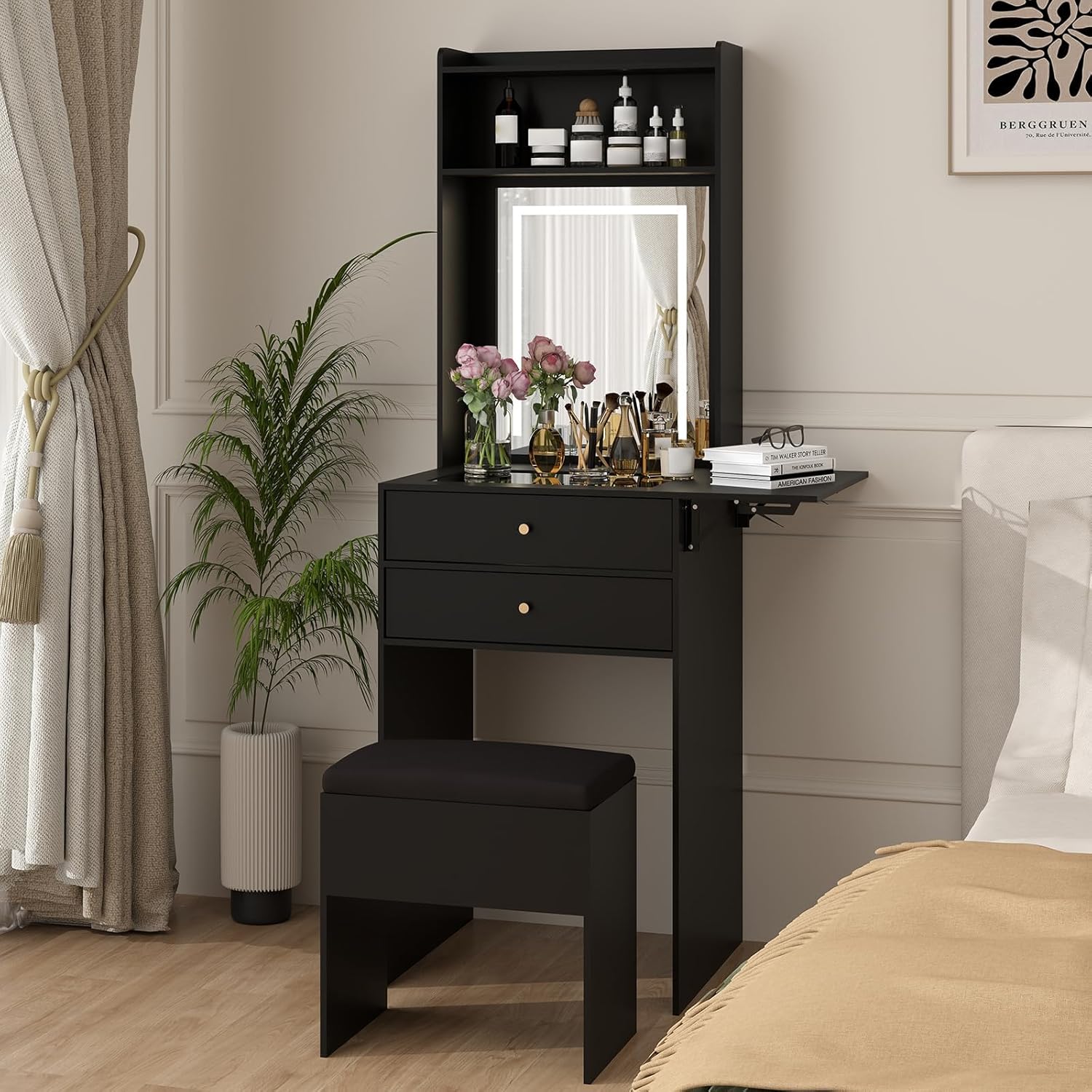 Mini Black Vanity Desk Set for - đánh giá và giá Desk Setup Black And Wood