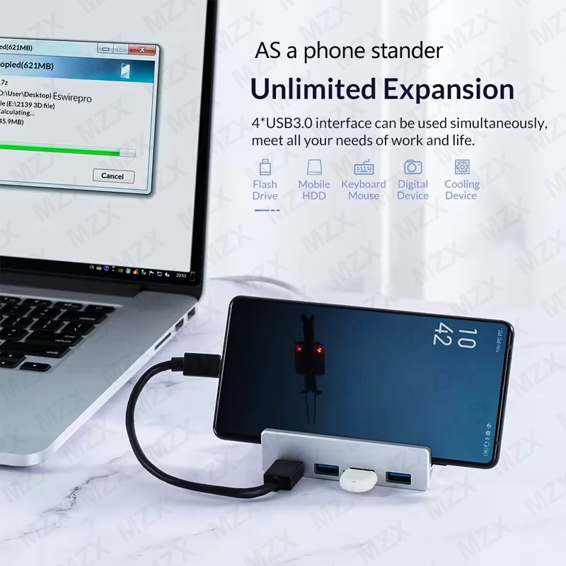 MZX USB 3.0 3.2 HUB 5Gbps 10Gb - đánh giá và giá Desk Setup Hub