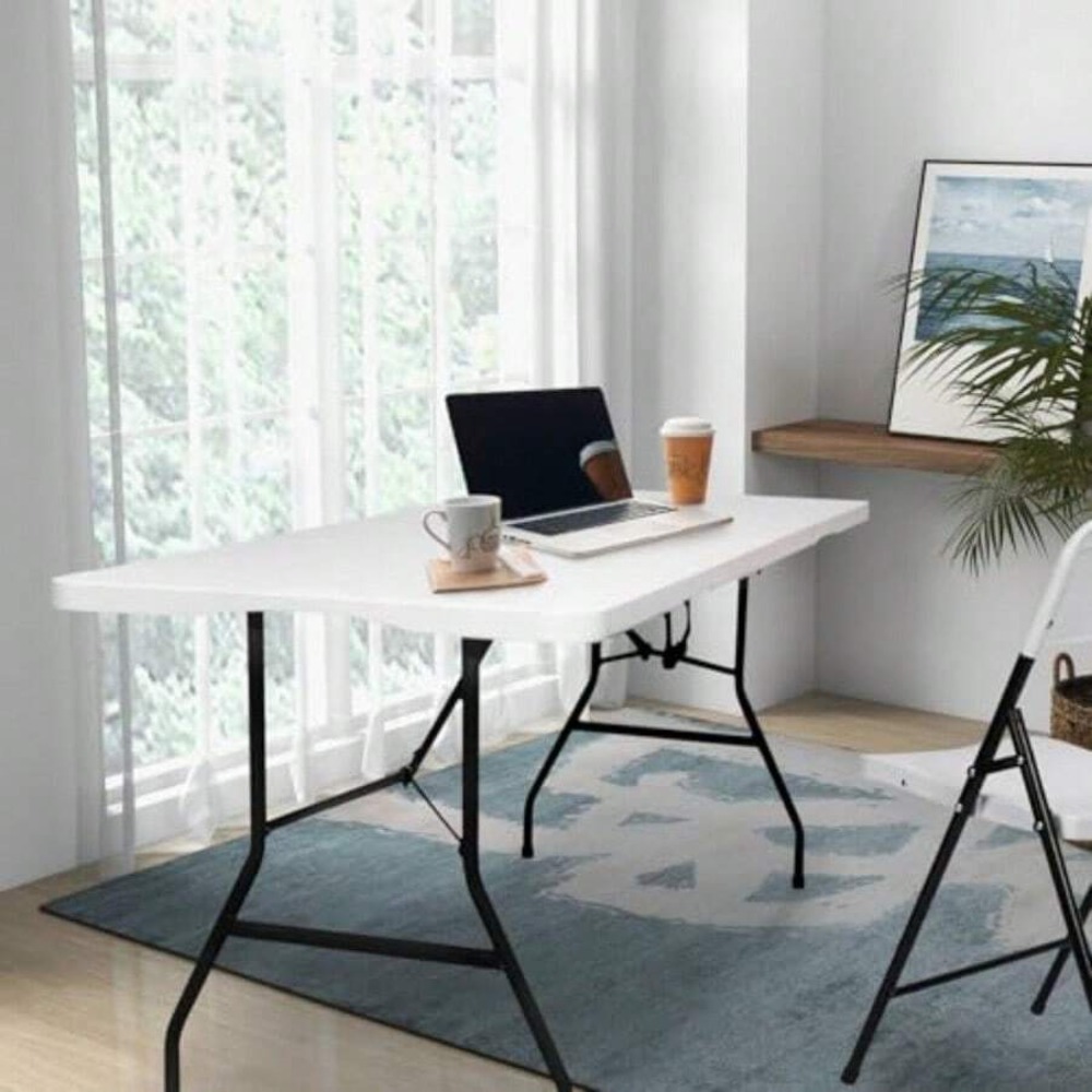 6FT Folding Table Heavy Duty P - đánh giá và giá Desk Setup For Work