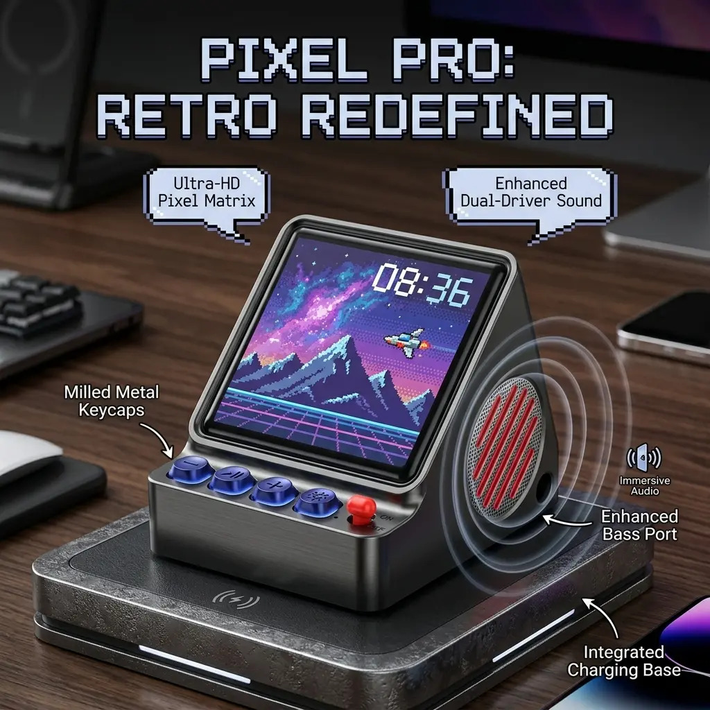 Retro Pixel Art Programmable L - đánh giá và giá Desk Setup With Speakers