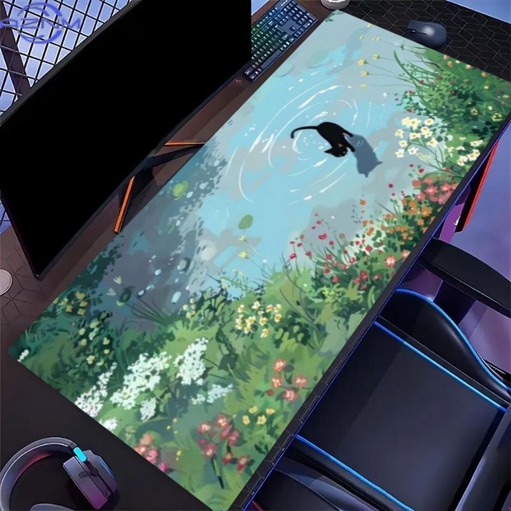 Floral Cat Design Large Gaming - đánh giá và giá Desk Setup For Work