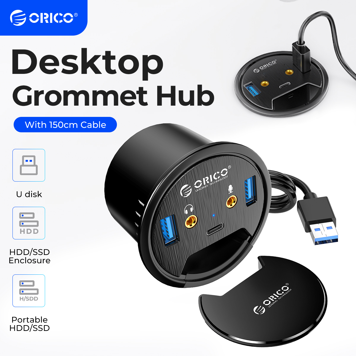 ORICO Desktop Grommet USB 3.0  - đánh giá và giá Desk Setup Hub
