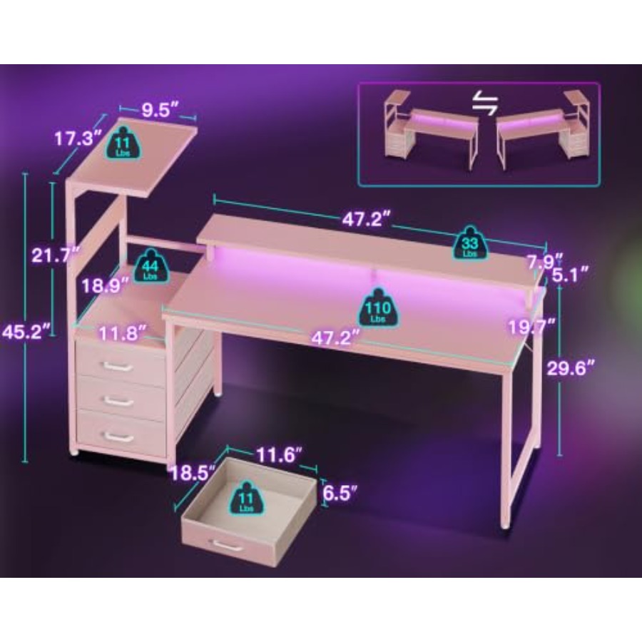 Gaming Desk W/PC Showcase Stan - đánh giá và giá Desk Setup Black And Wood