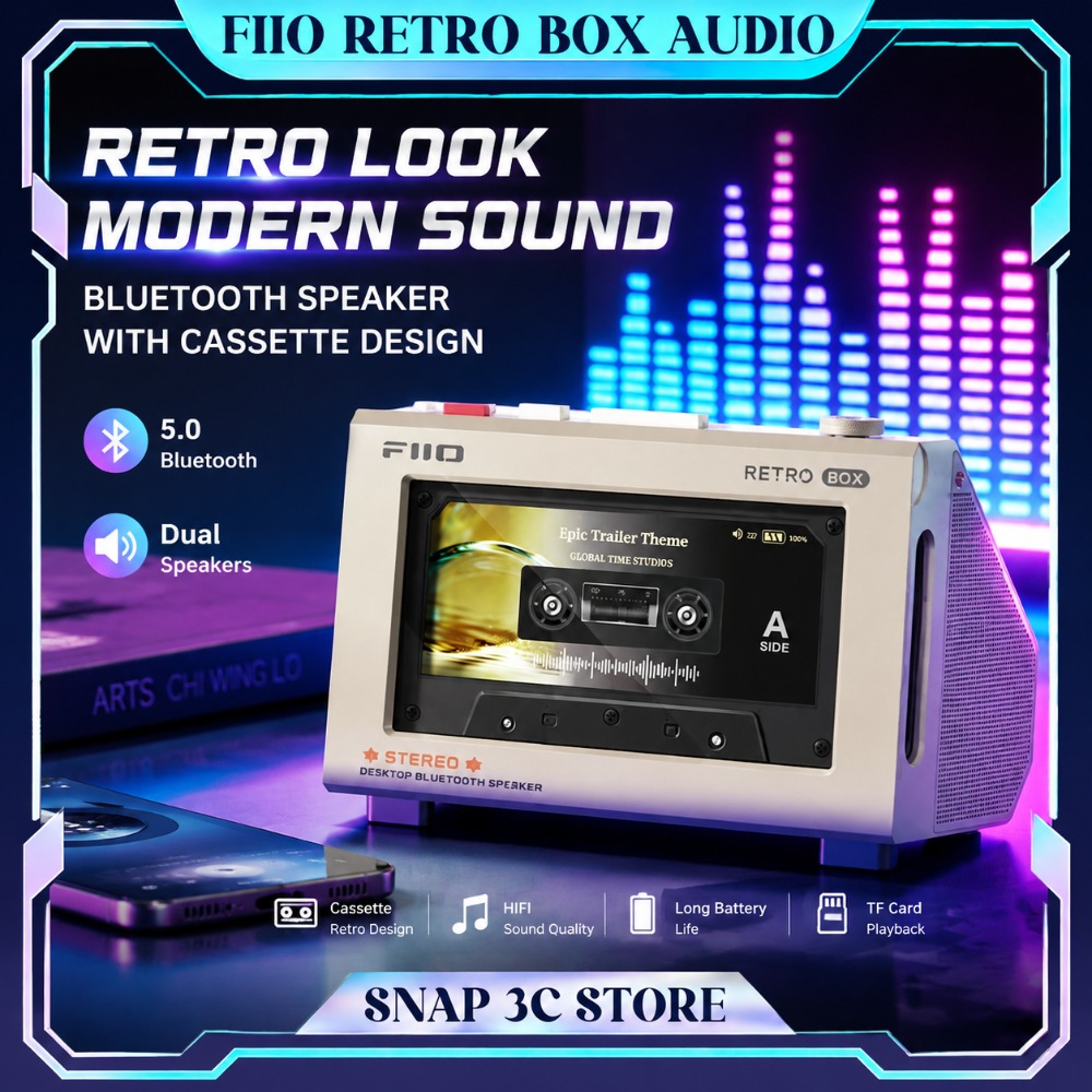 FiiO RETRO BOX Cassette Style  - đánh giá và giá Desk Setup With Speakers