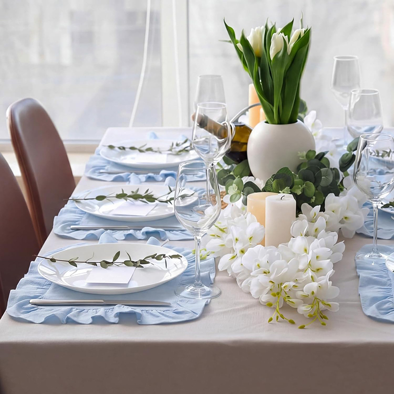 Cotton Ruffle Placemat Round & - đánh giá và giá Desk Setup Wallpaper