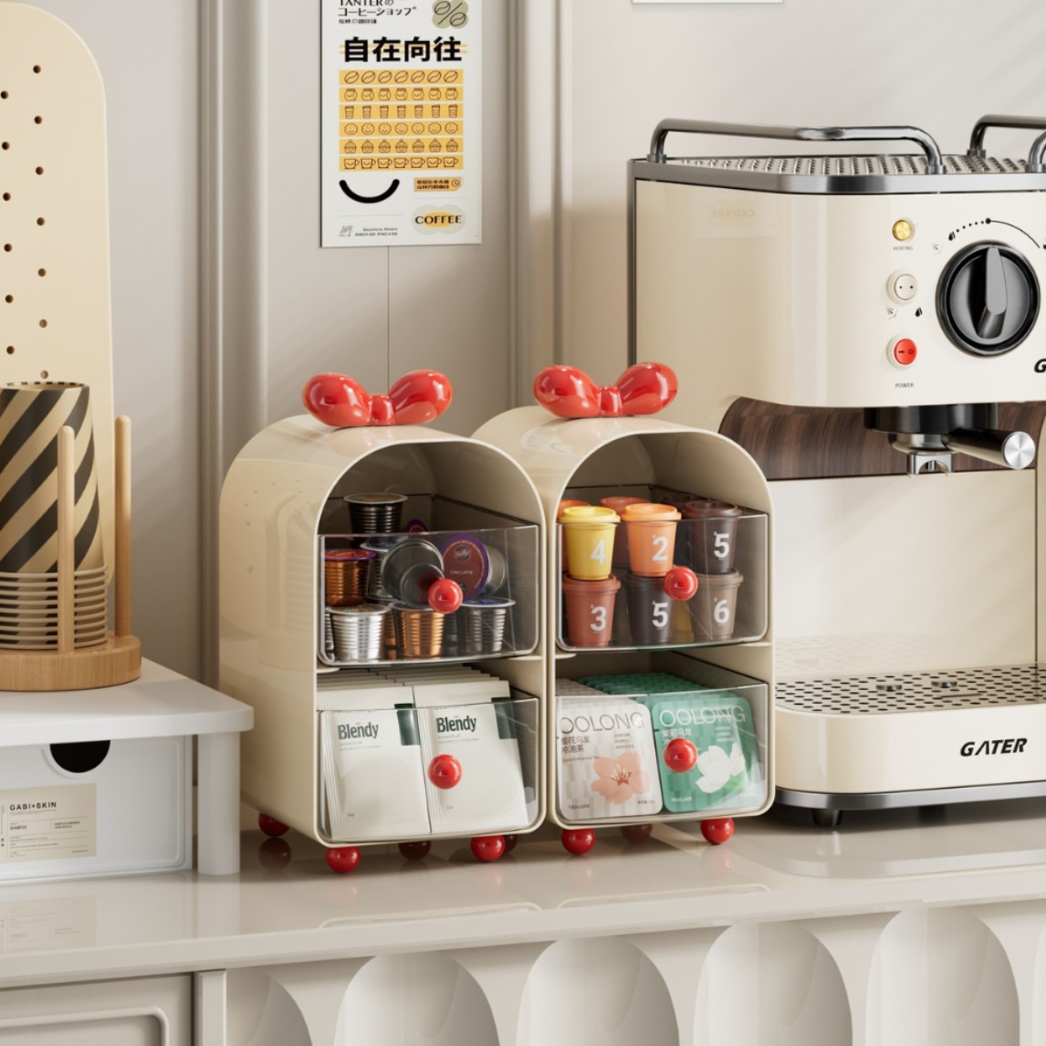 Creamy Coffee Capsule Organize - đánh giá và giá Desk Drawer Unit
