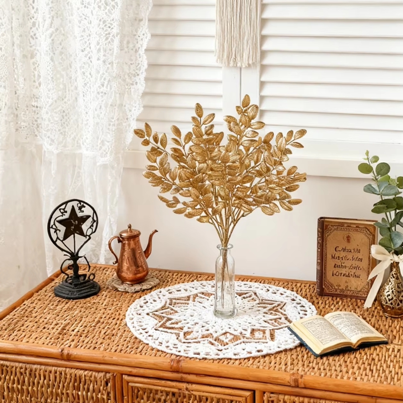 10Pcs Artificial Plants Golden - đánh giá và giá Desk Setup Plants