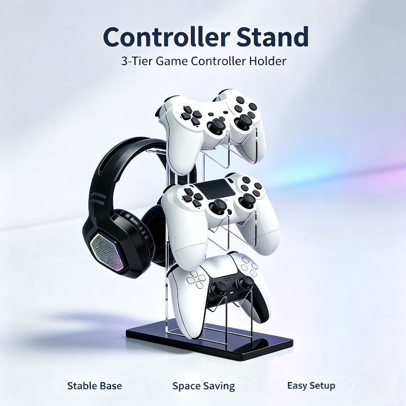 Game Storage Rack 3 Tier Contr - đánh giá và giá Desk Setup Headphone Stand