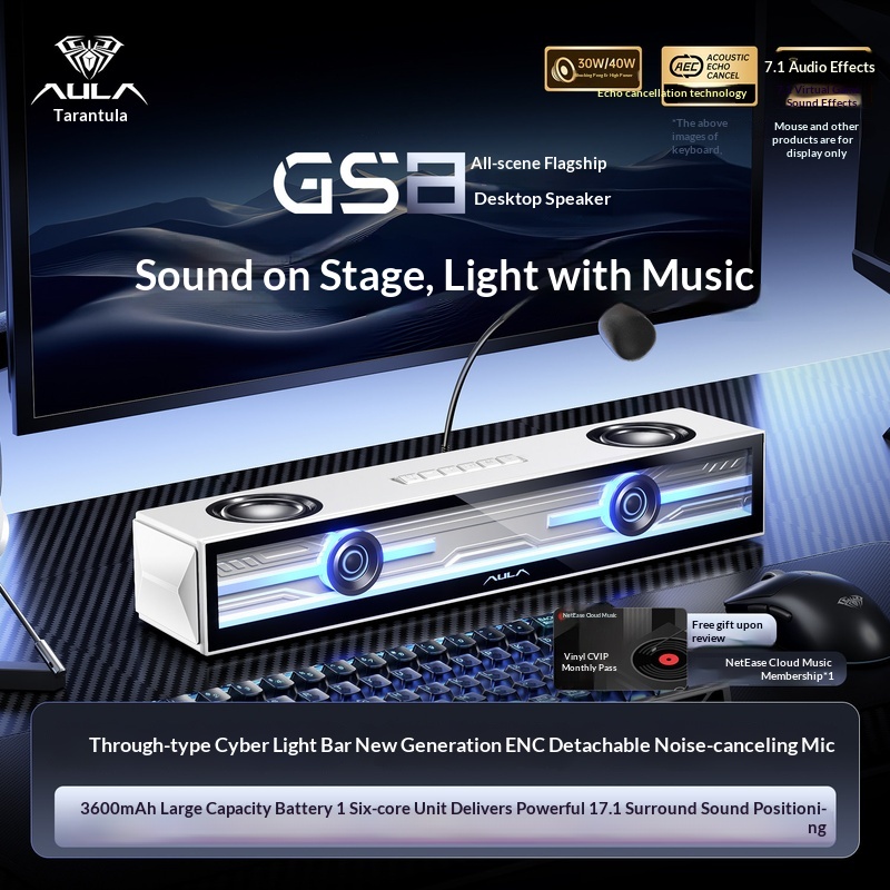 Aula Gs8 Gaming Speaker Deskto - đánh giá và giá Desk Setup With Speakers